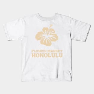 white and beige hibiscus flower market honolulu Kids T-Shirt